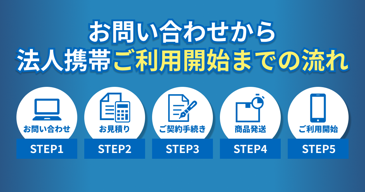 お問い合わせから法人携帯ご利用開始までの流れ